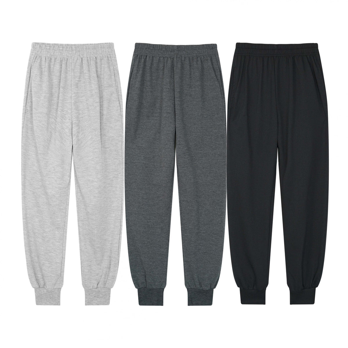 3pcs Boys Basic Jogger Trousers Set Youth Kids Athletic Fit