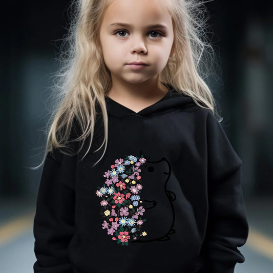 Flower Hedgehog Print 2pcs Girls Outfits For Sports Spring Fall
