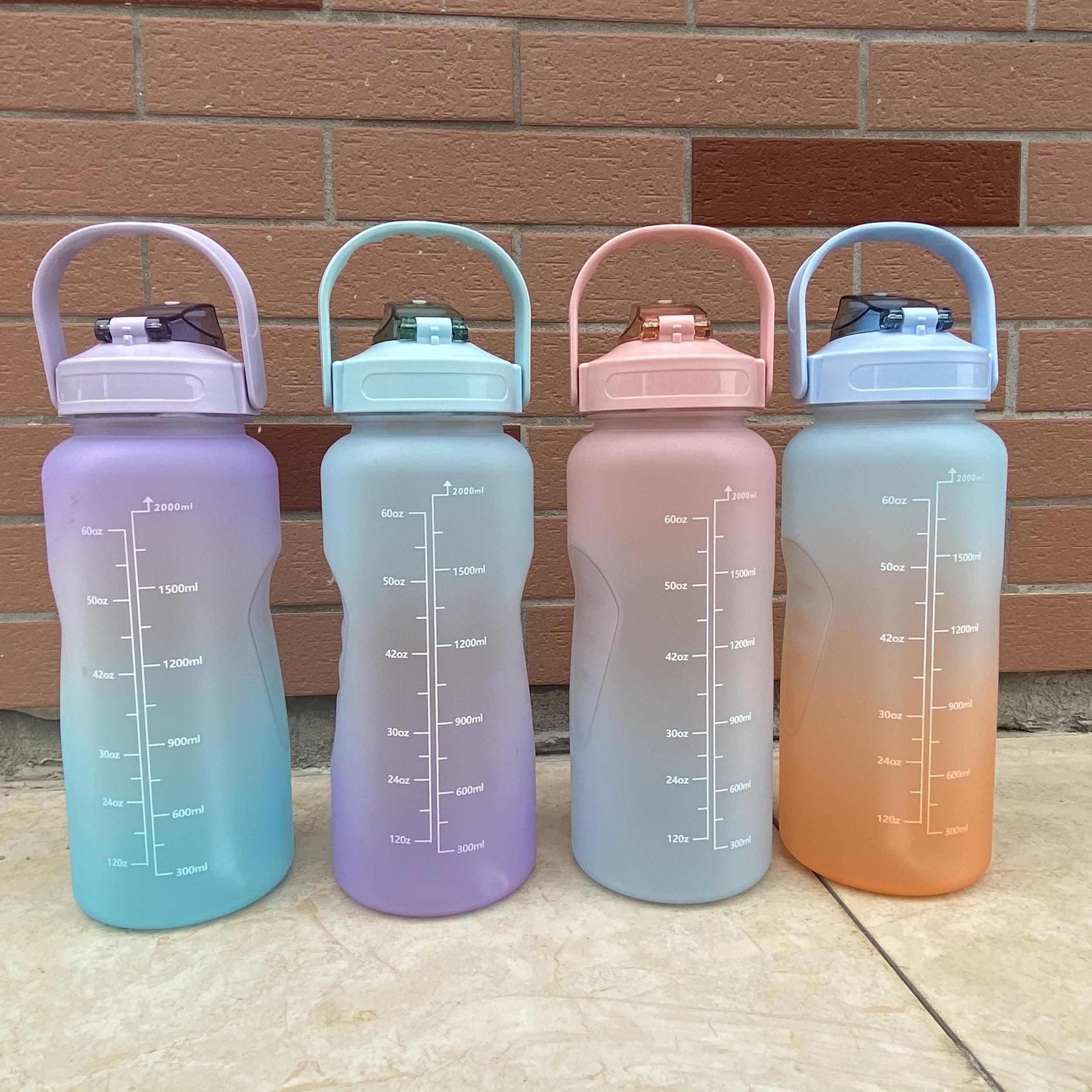 2000ml Gradient Straw Cup for Outdoor Sports and Travel