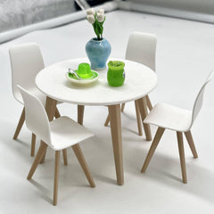 1:12 Scale Dollhouse Furniture Set - Mini Table with 4 Chairs