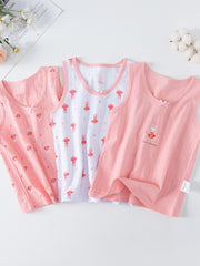 Girls' Cotton Tank Top Set, Slim Fit Pajamas, Class A Inner Wear
