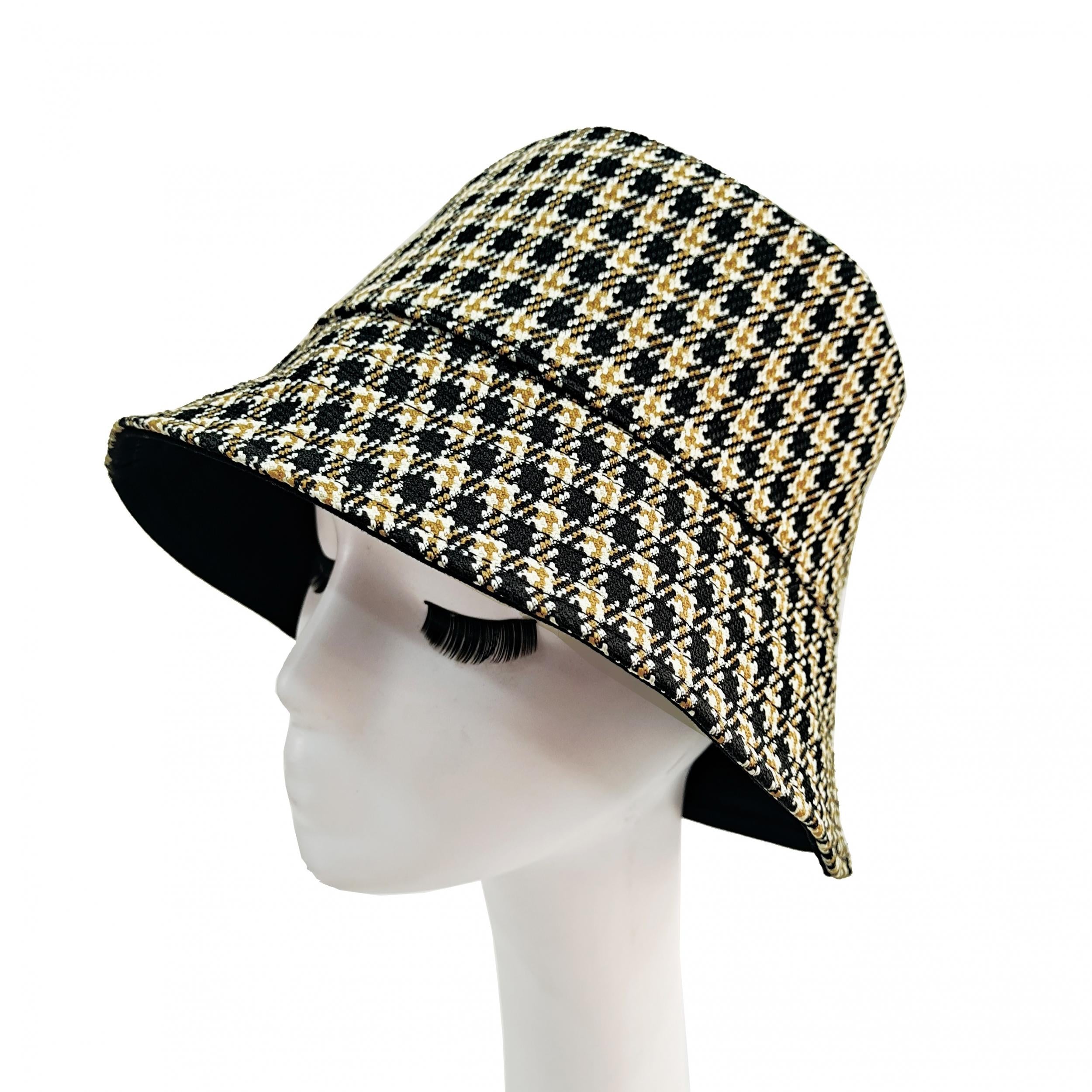 Reversible Houndstooth Bucket Hat Lightweight Basin Hat Outdoor Sunscreen Travel