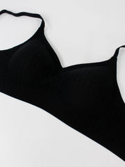 Push Up Striped Side Bra Soft and Comfortable Solid Lingerie