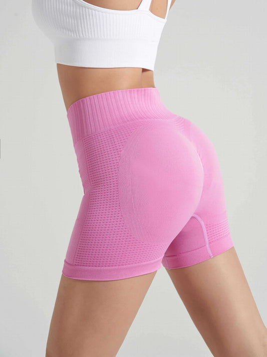  Solid High Rise Tummy Control Running Shorts