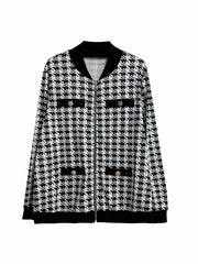  Houndstooth Print Coat & Pants 2 Piece Set