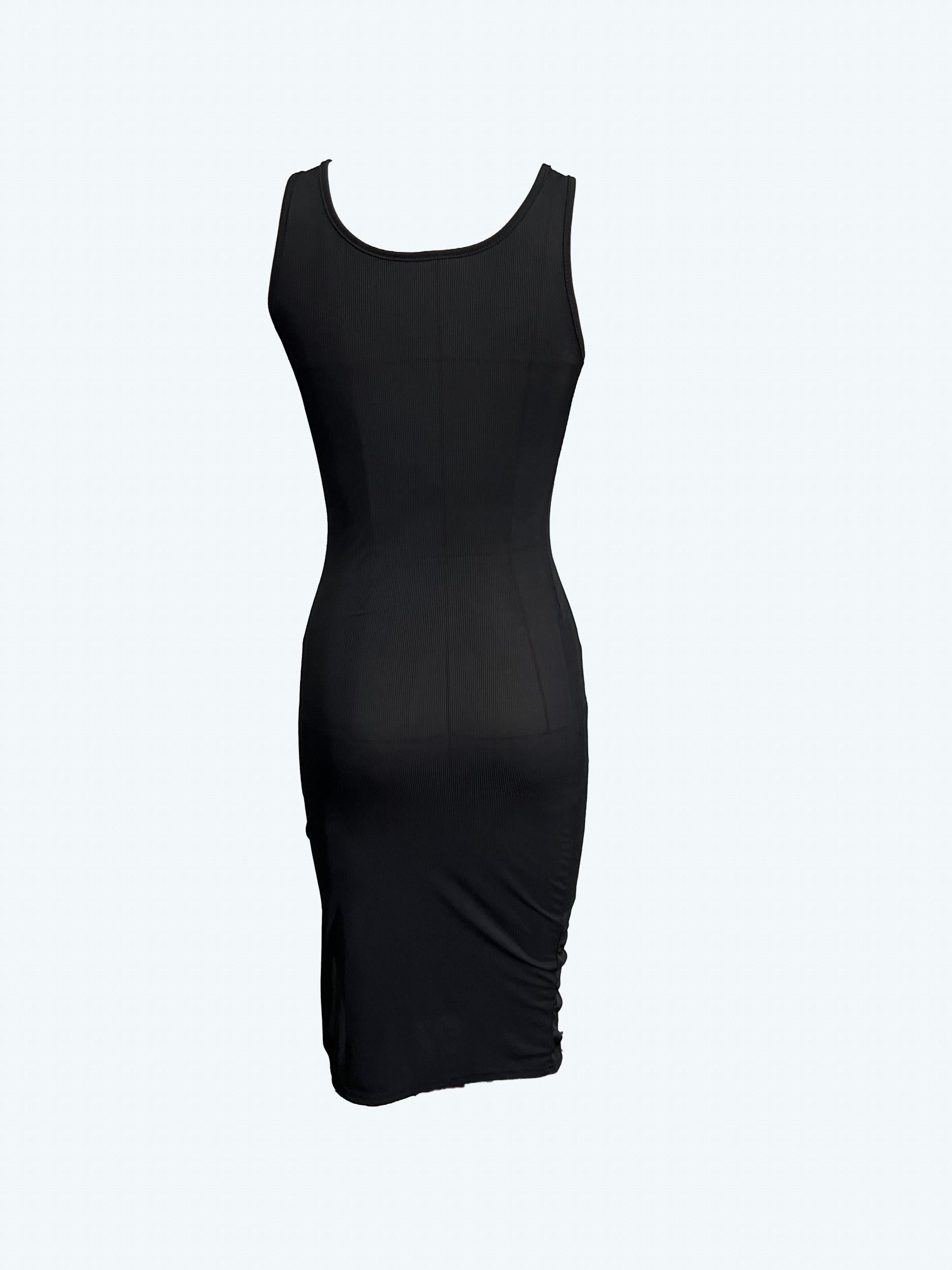 Solid Split Tank Dress Sexy Squared Neck Sleeveless Dress