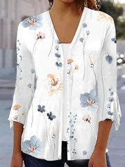 Floral Print Cardigan & Solid Cami Top Set