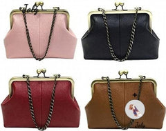 Retro Kiss Lock Pu Crossbag Diamonds Shoulder Handbag