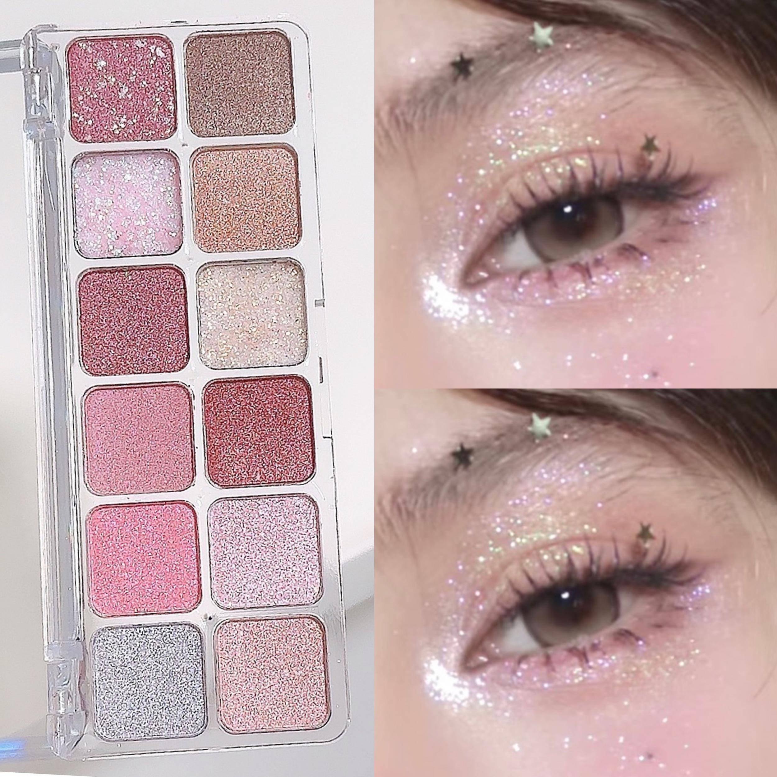 12 Glitter Eyeshadow Palette Pearl Sparkle Brown Pink Purple