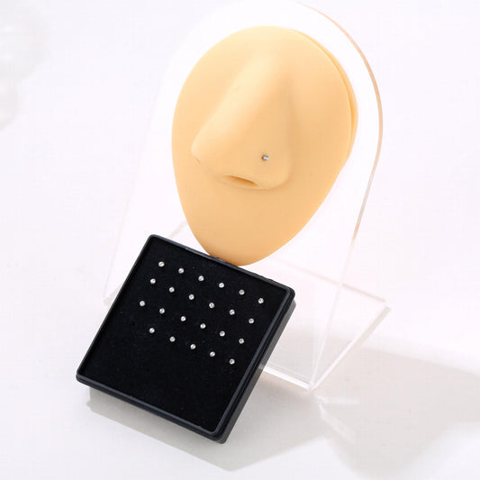 Zircon Inlay Stainless Steel Nose Stud Set