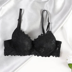 Contrast Lace Push Up Bra Women's Intimates Bra
