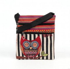 Owl Canvas Single Shoulder Bag, National Style Mobile Phone Bag