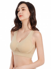 3 Pcs Mesh Sports Bra Seamless V-Neck Sexy Cropped Tops Women's Activewear