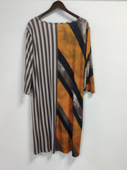  Colorblock Stripe Print V Neck Dress