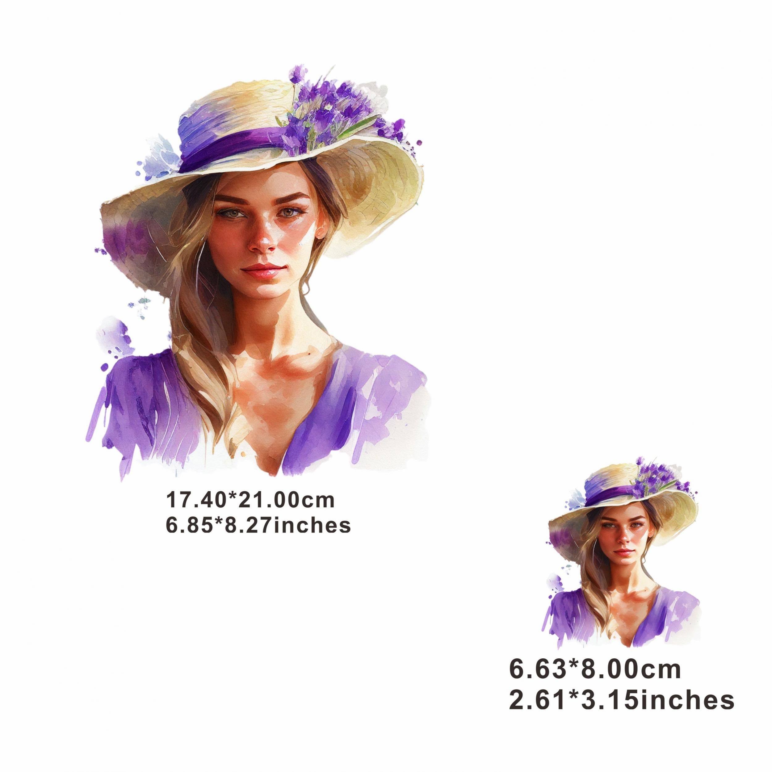 Hand painted Purple Hat Ladies Heat Transfer Film