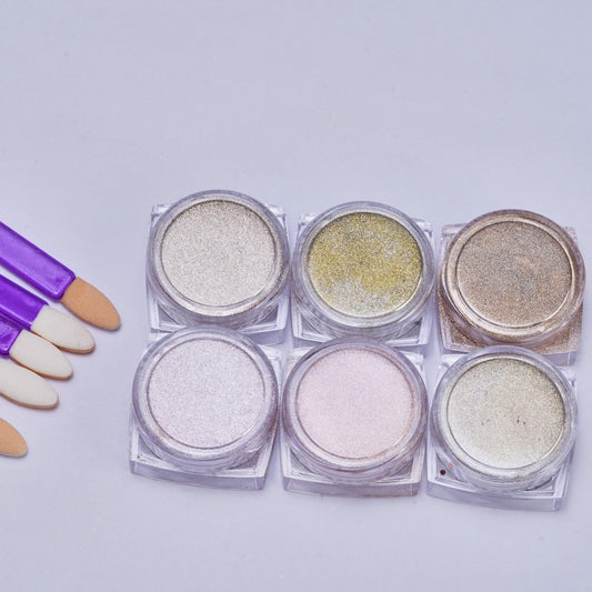 6 Box Magic Mirror Powder Nail Shining 3D Mermaid Decoration