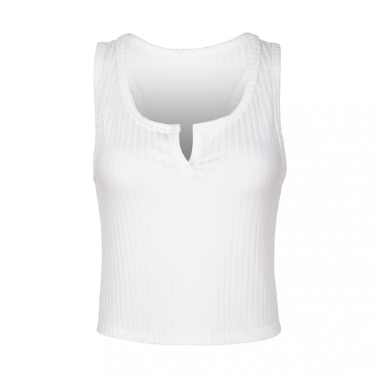 Textured Notched Neck Tank Top Slim Fit Summer Women's Clothing