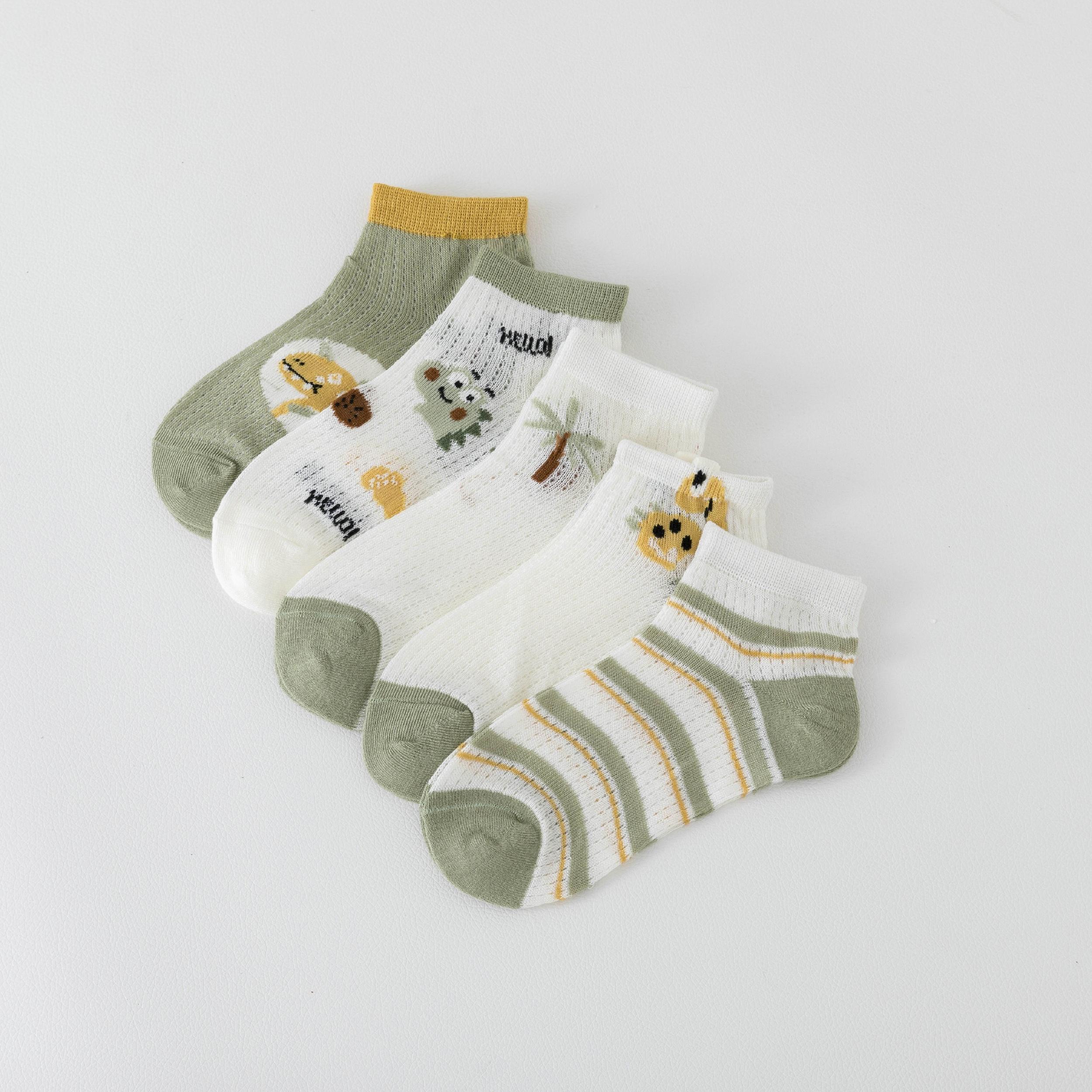 Boys Dinosaur Pattern Ankle Socks, Comfy Mesh Breathable, 0-12 Years
