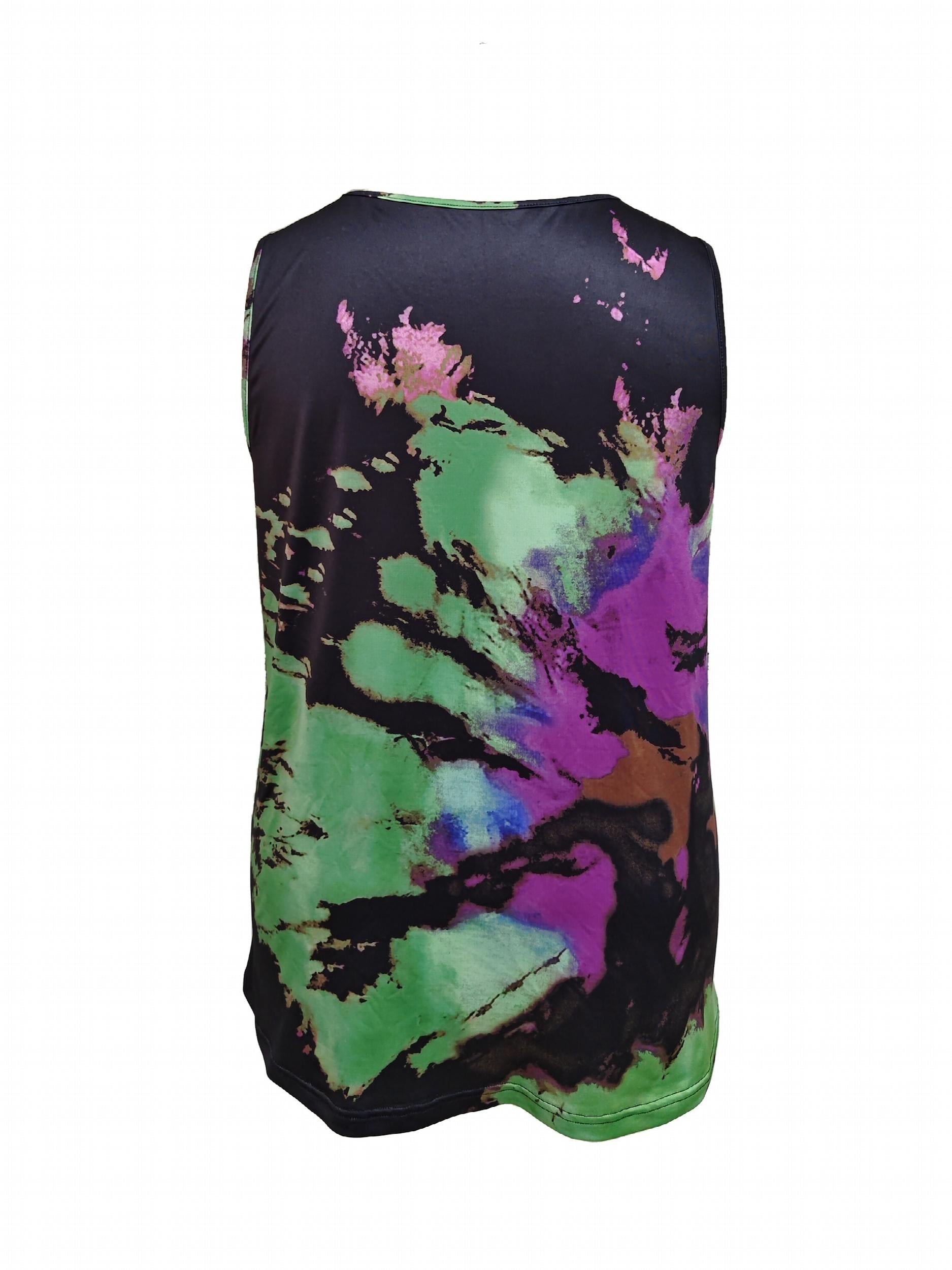  Tie Dye Notched Neck Tank Top