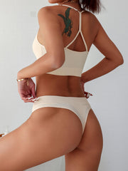 Ruched Bust Lingerie Set Wireless Tank Top & Panties Set