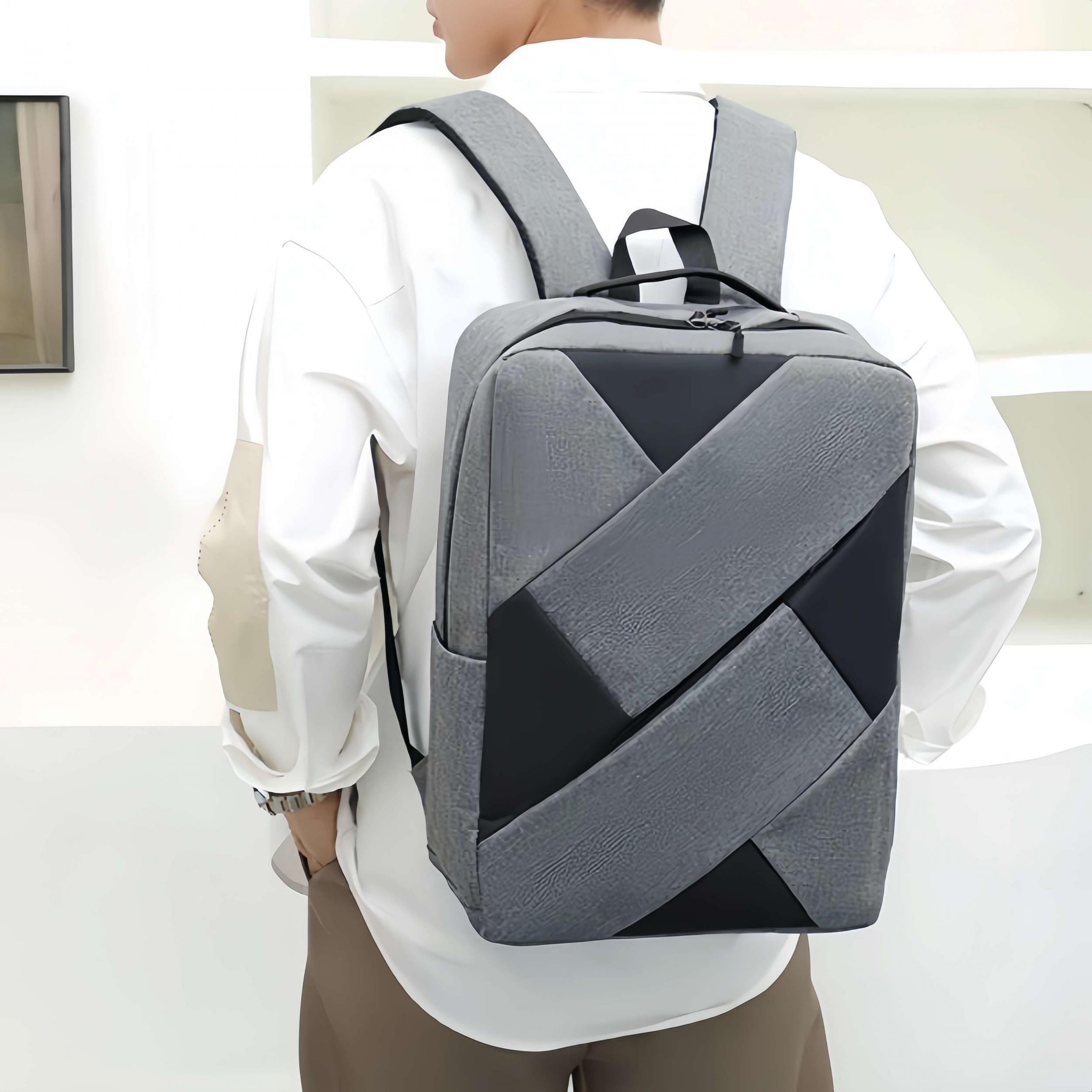 3Pc Laptop Backpack Men's Business Bag Stylish Shoulder Bag Work Backpack