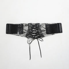 Transparent Lace Corset Belt Bowknot Floral Waistband Cinch Waspie Belts