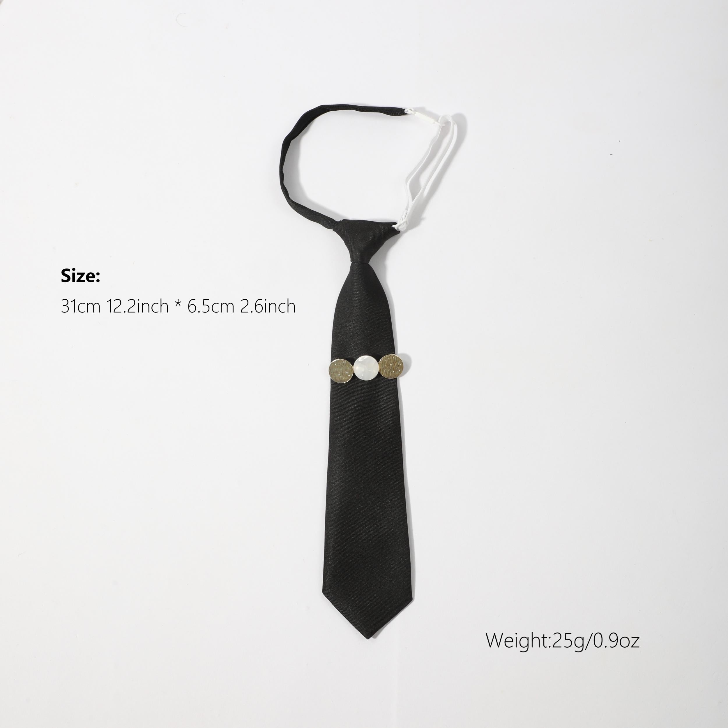 Preppy Tie Two Tone Disc Trim Neck Tie Shirt Decor