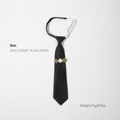 Preppy Tie Two Tone Disc Trim Neck Tie Shirt Decor