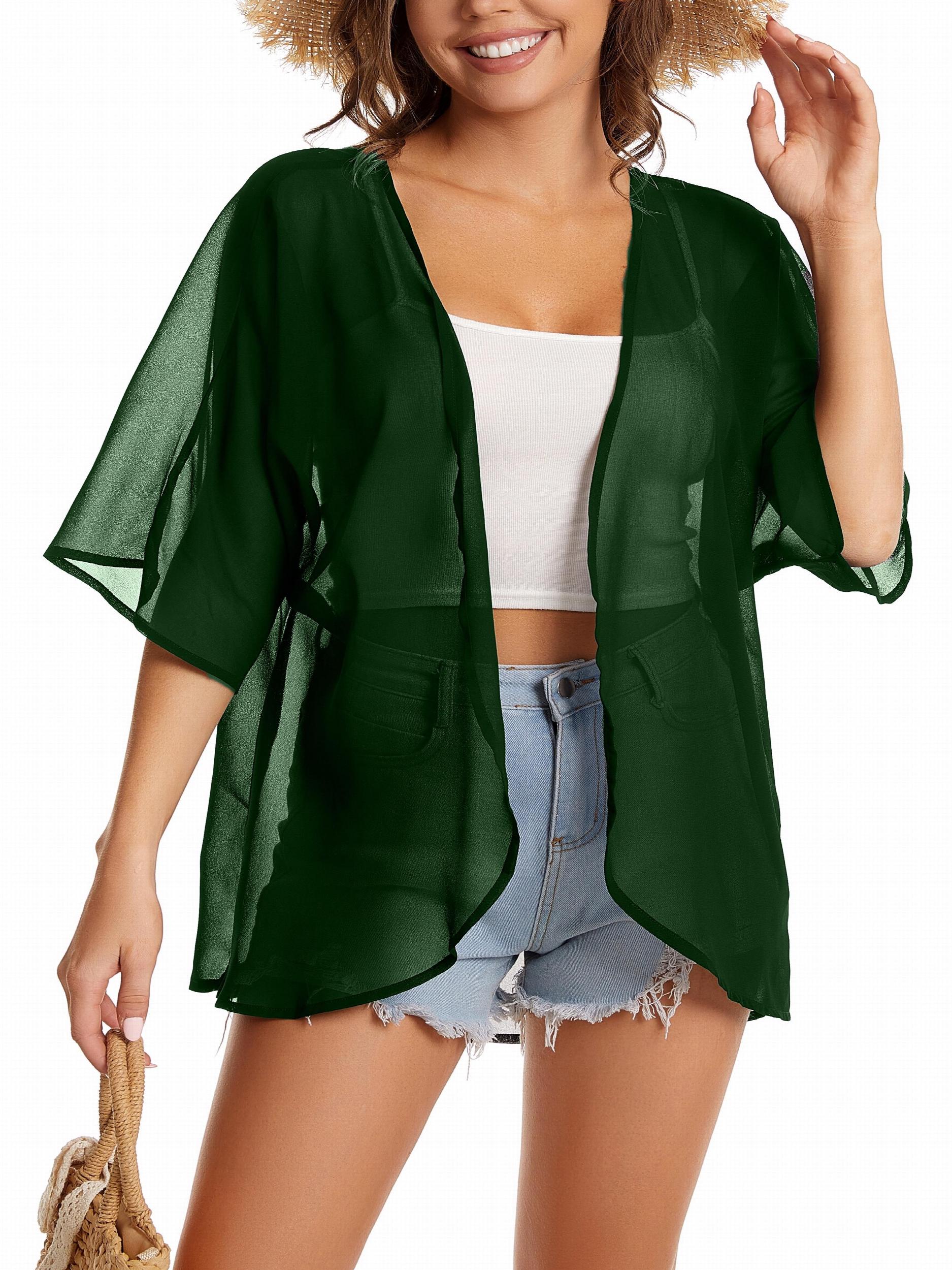  Plain Half Sleeve Sheer Cover Up