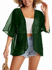  Plain Half Sleeve Sheer Cover Up