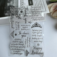 Birthday Wishes Clear Rubber Stamp Set for Card Decoration and DIY Crafts