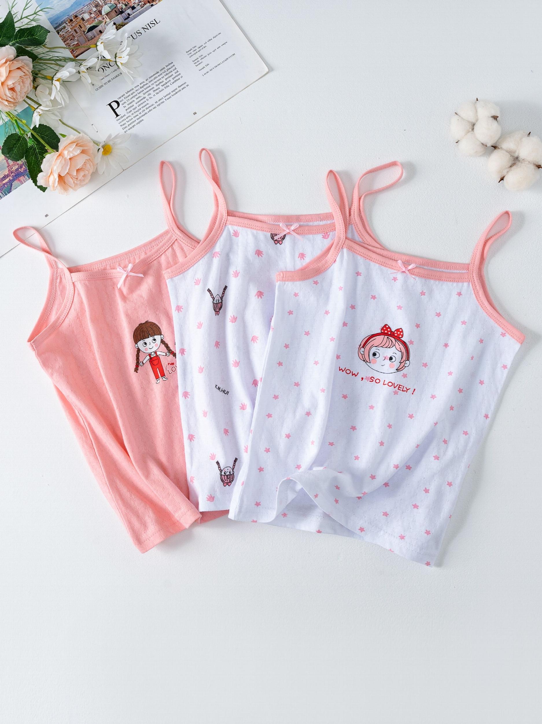 Girls' Cotton Tank Top Set, Slim Fit Pajamas, Class A Inner Wear