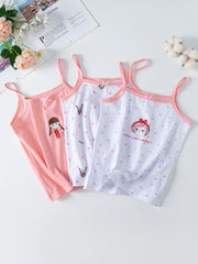 Girls' Cotton Tank Top Set, Slim Fit Pajamas, Class A Inner Wear