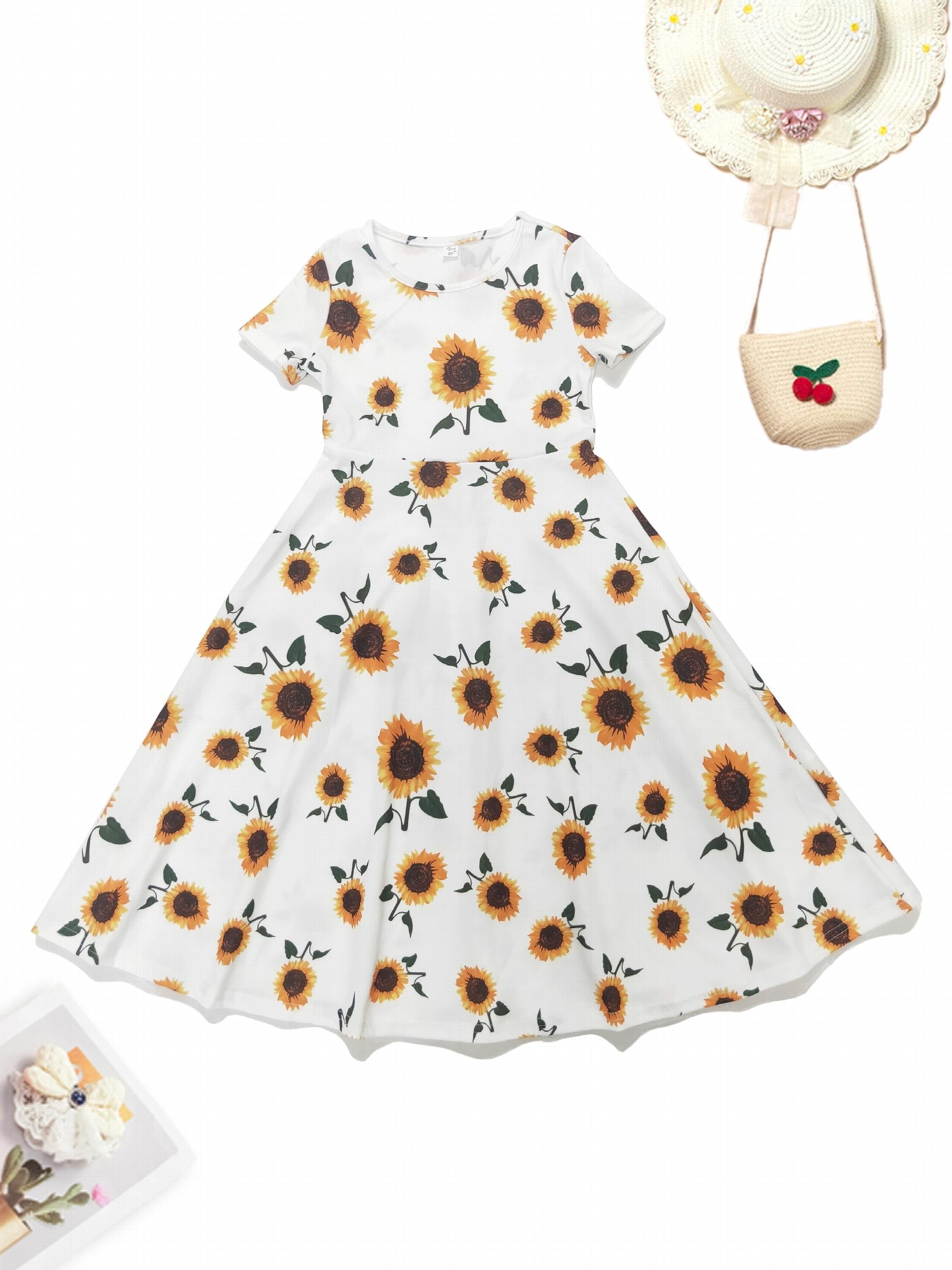 Girls' Pink Floral Princess Dress For Party