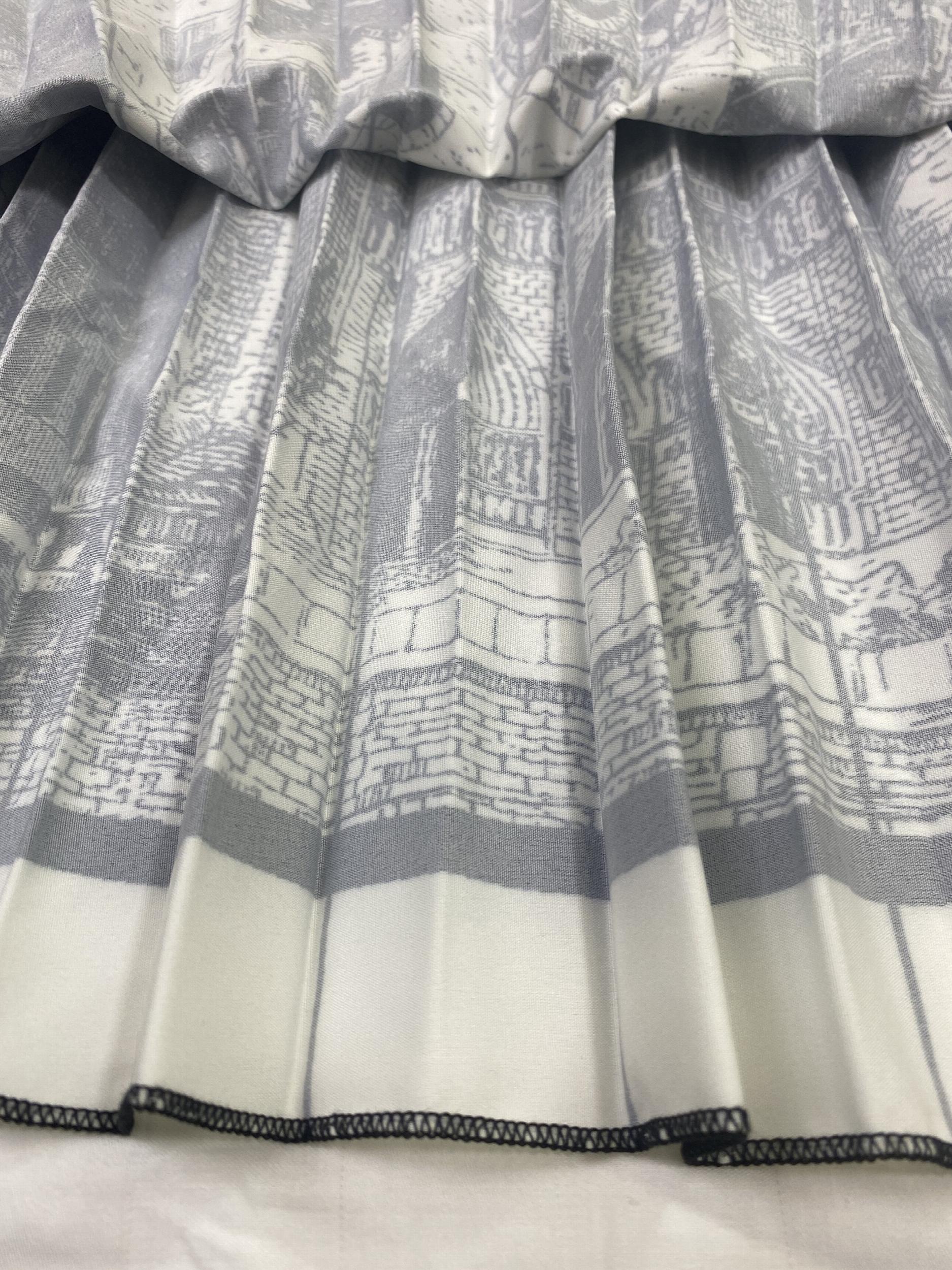  Painting Print High Rise Pleated Maxi Skirt