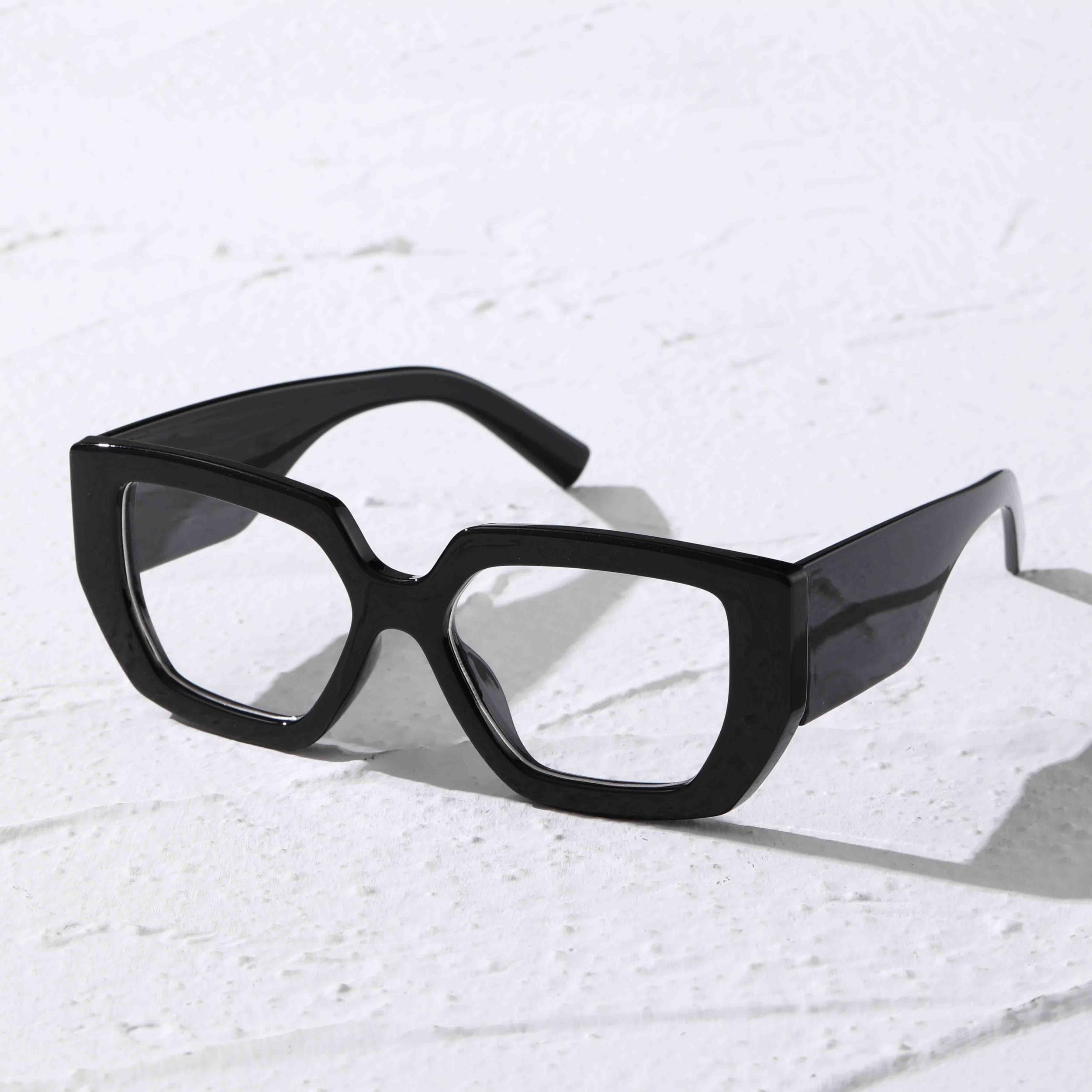 Cat Eye Clear Lens Glasses Wide Temple Anti Light Eyewear