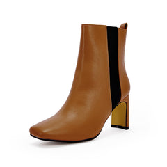 Women's Square Toe High Heel Ankle Boots