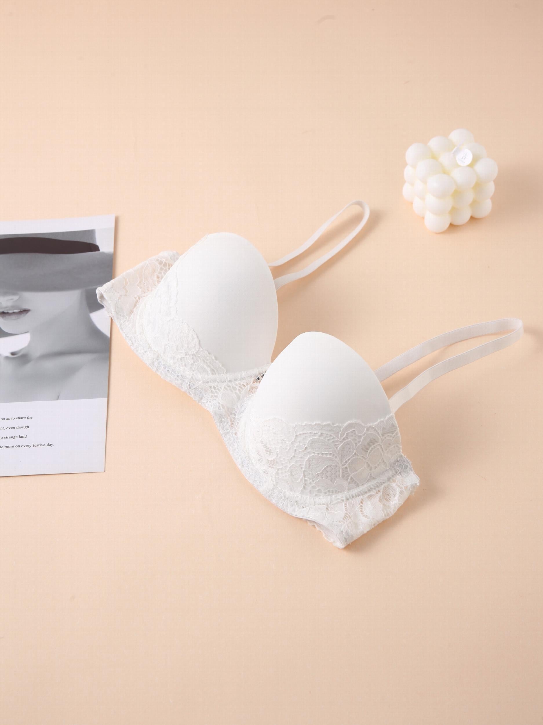 3 Pcs Lace Beaded Bra Lightweight Push Up Wireless Everyday Bra Women's Lingerie