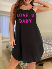  Nightdress Women's Plus Slogan Print Cami Sleep Dress