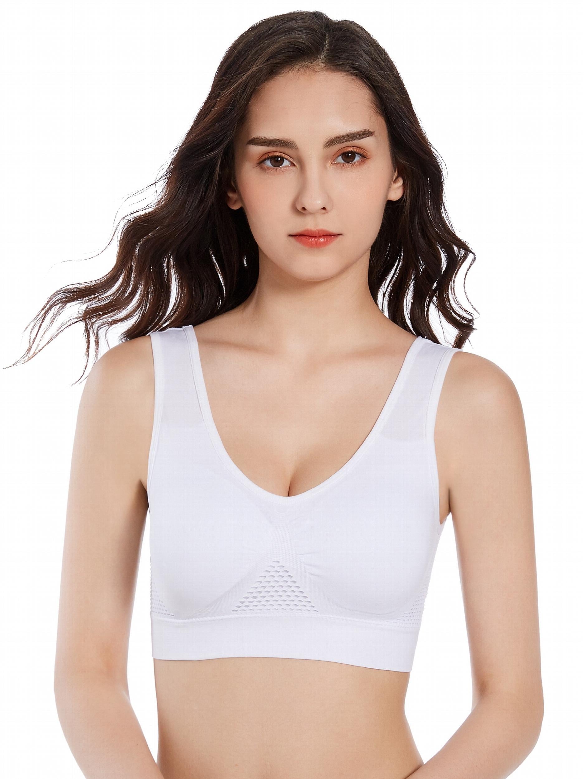 3 Pcs Mesh Sports Bra Seamless V-Neck Sexy Cropped Tops Women's Activewear
