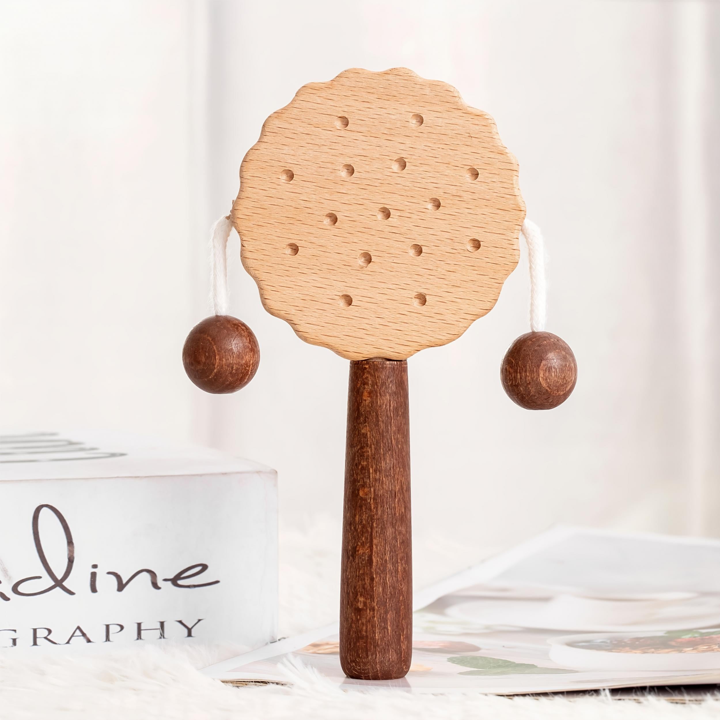 Wooden Rattle Grab Toy for Infants & Toddlers