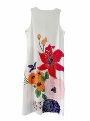  Floral Print Maxi Tank Dress with Pockets