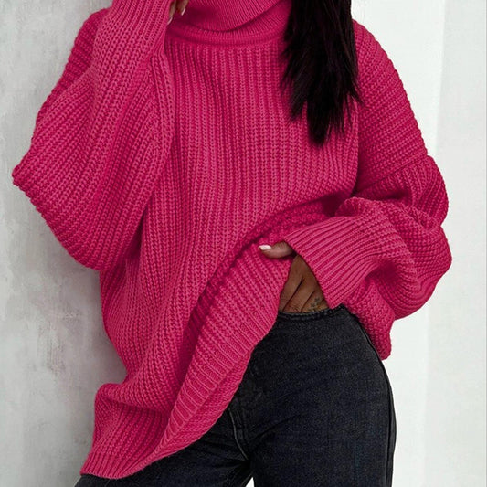  Solid Long Sleeve Turtleneck Sweater