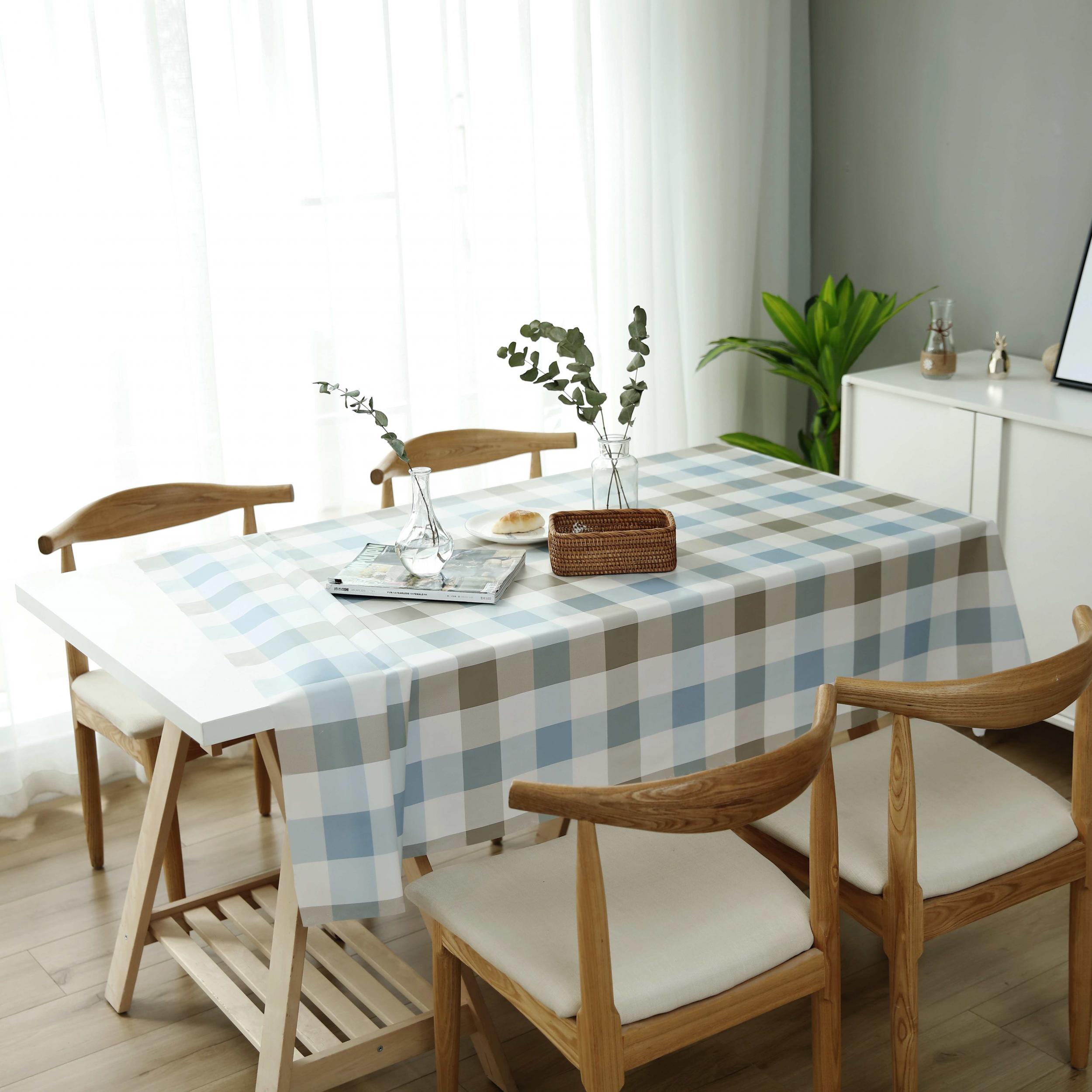 Coffee Plaid Tablecloth Checkered Pattern - Washable