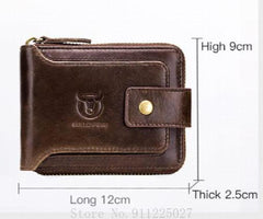 Leather Men's Short Horizontal Wallet Multi-function RFID Purse
