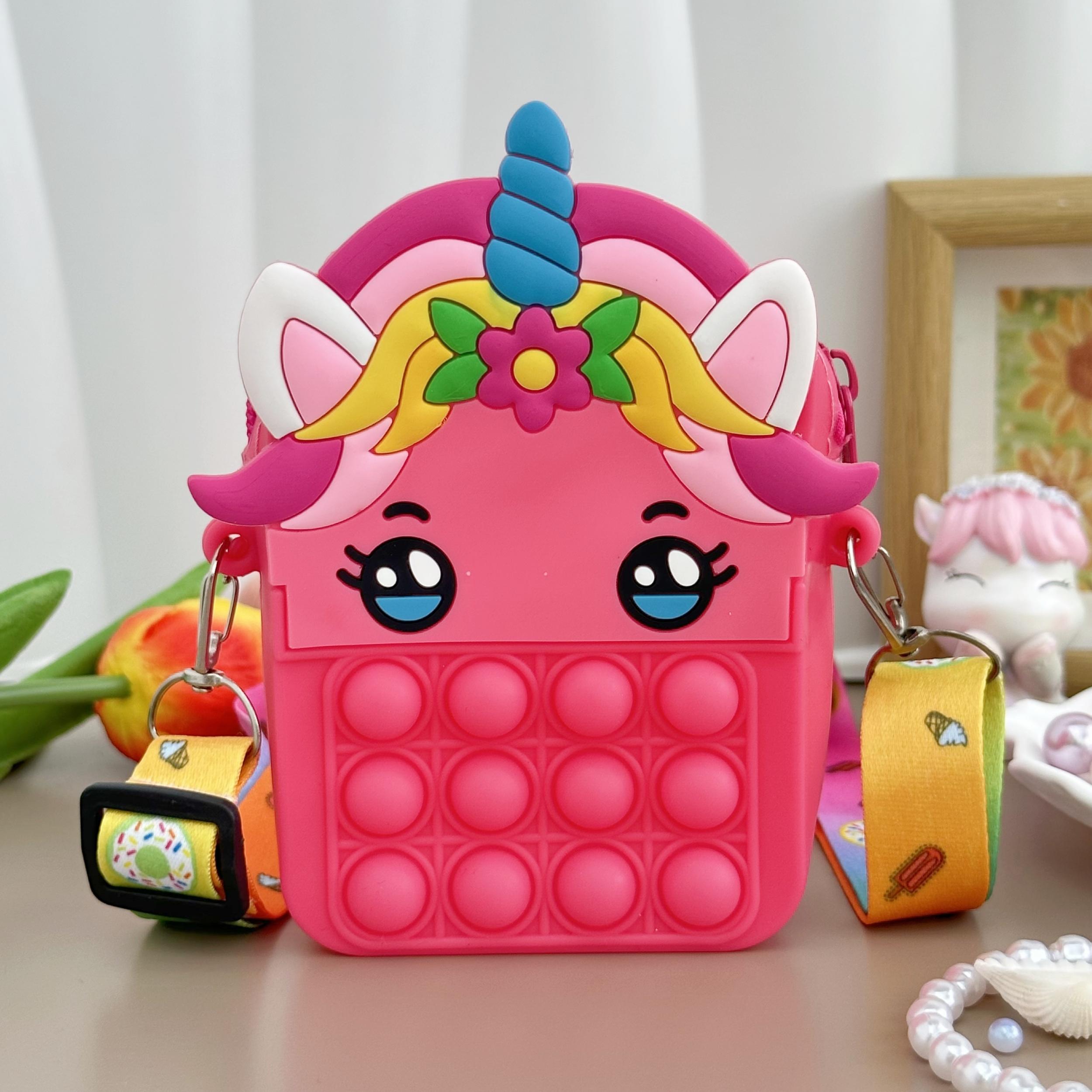Unicorn Messenger Bag Coin Purse & Fidget Toy Combo for Kids