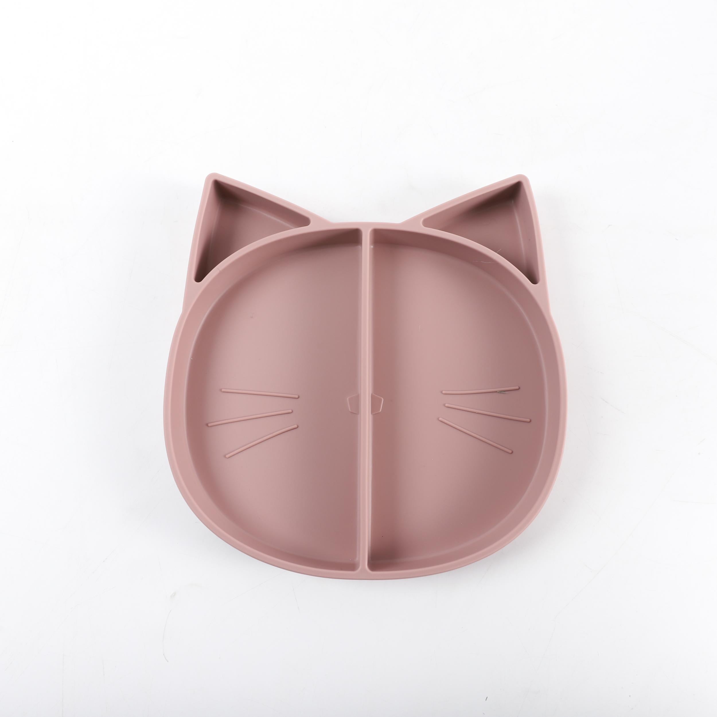 Silicone Children's Dinner Plate Compartment Cat Design