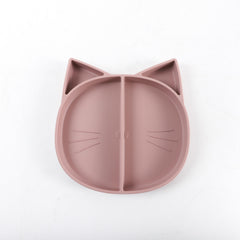 Silicone Children's Dinner Plate Compartment Cat Design