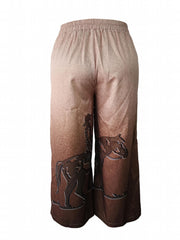 Cowboy Print Wide Leg Trousers with Pockets