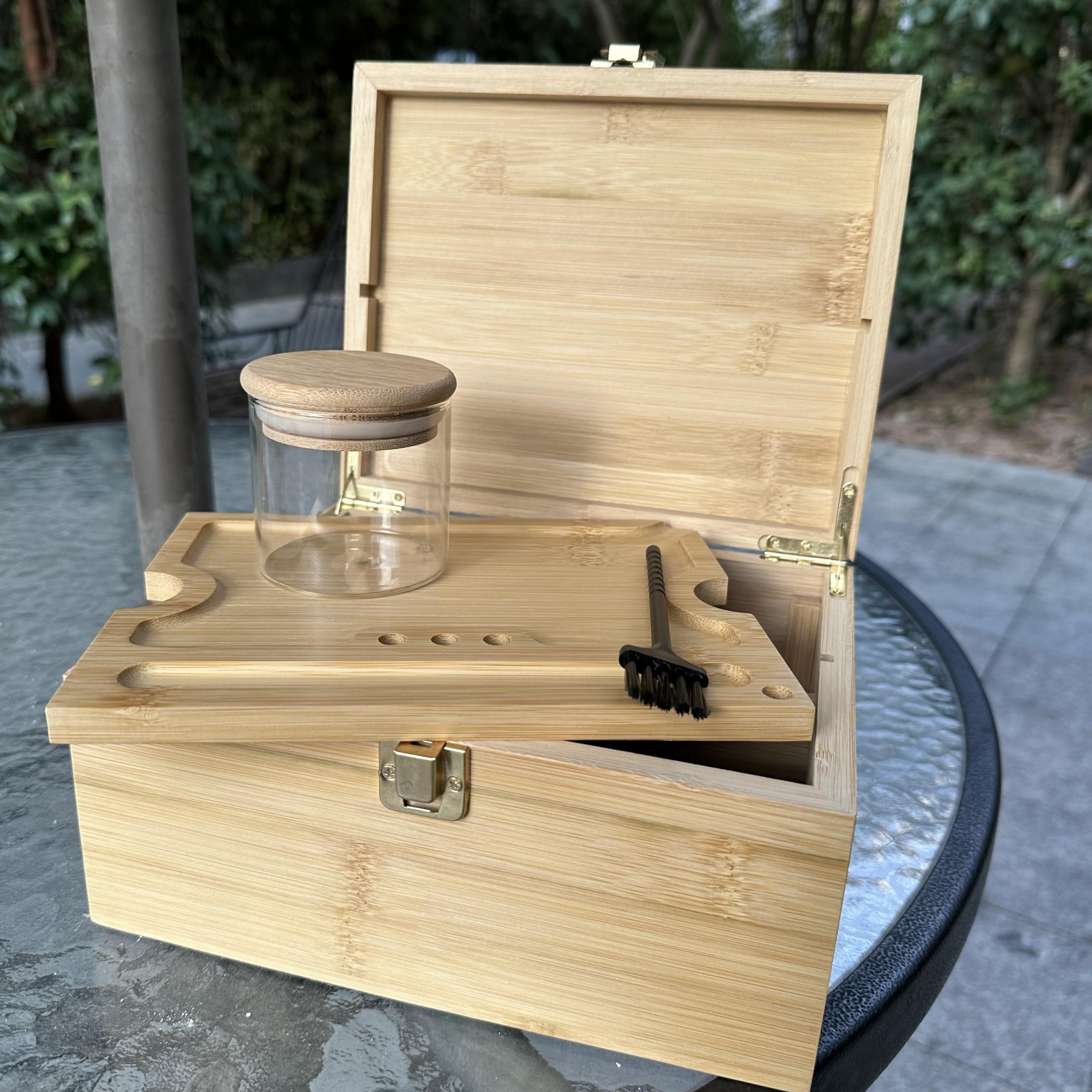 Large Stash Box Wooden Storage Box With Tray & Lock
